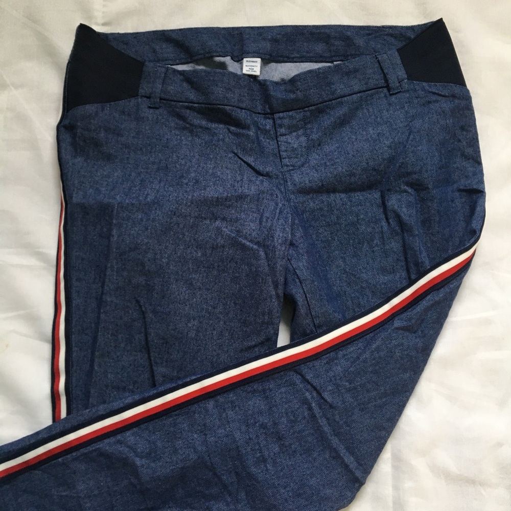 Old Navy Blue Linen Maternity Pixie Skinny Jeans